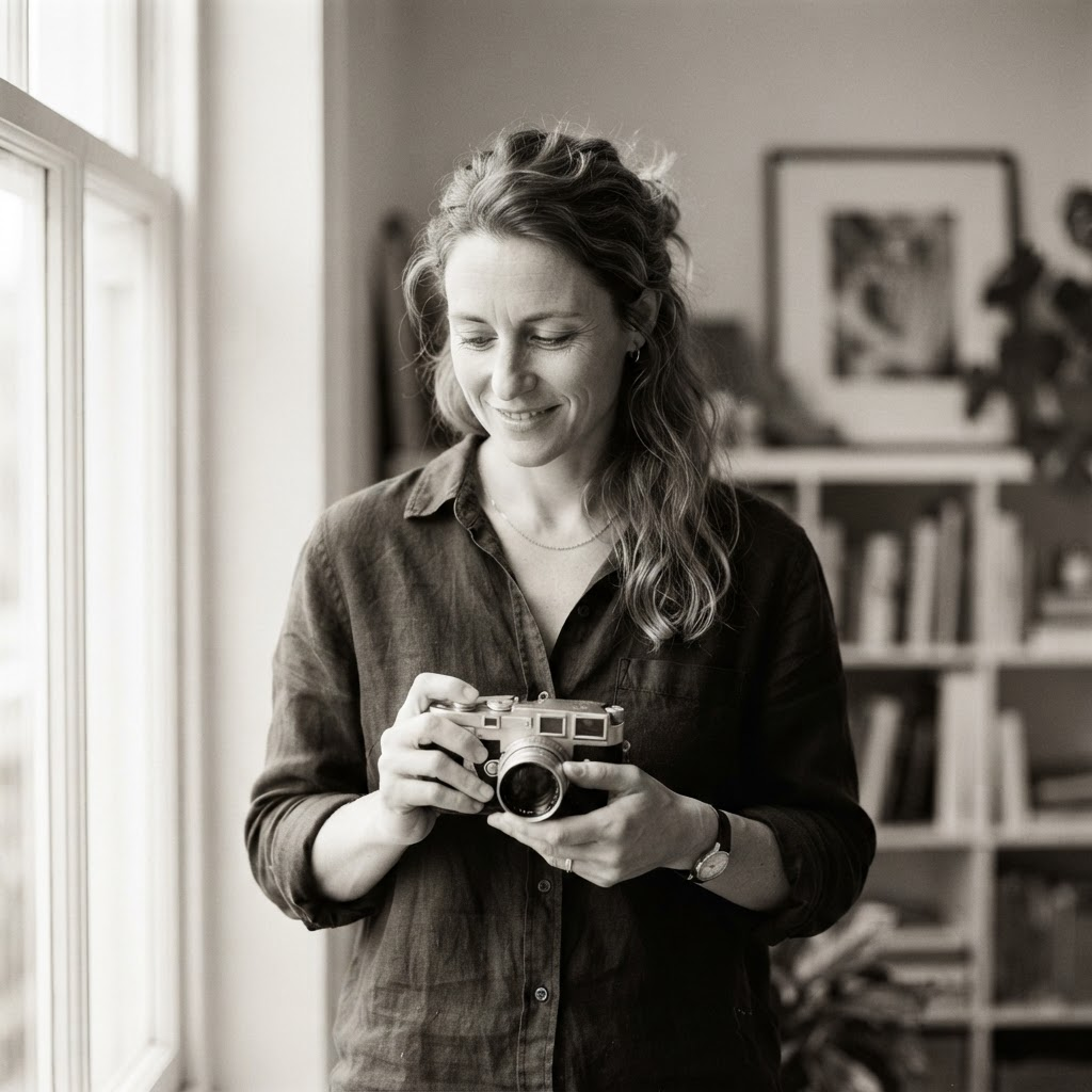 Apoorv Patel holding a film camera in natural light